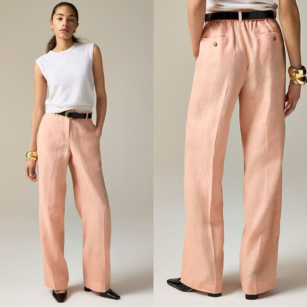 NWT J CREW Harbor pant in linen in Peach Clay